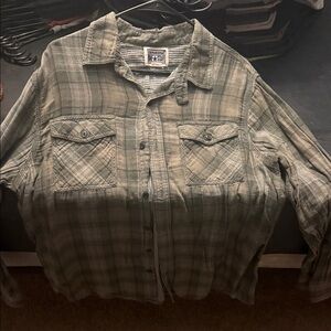Converse Grey Plaid Casual Button Down Shirt
